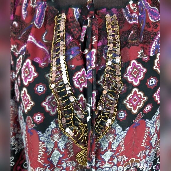 Maurices Mixed Print Embellished Blouse Size 1 - Picture 5 of 10